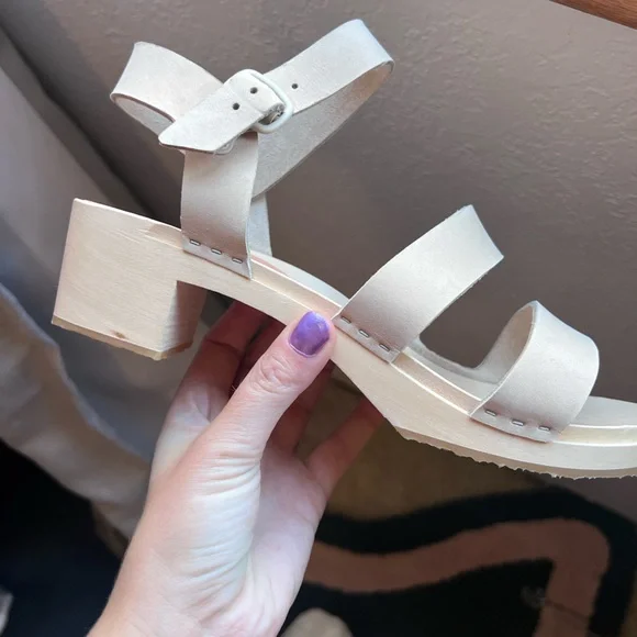 Bryr Sylvie Sandal Wooden Clog size 10 / 40 in Bone - Picture 2 of 6